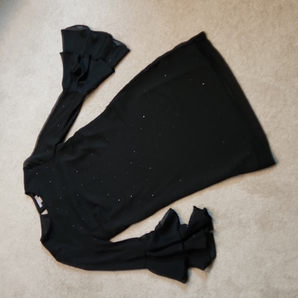 Black mini dress with Cutesy Ruffle Sleeves